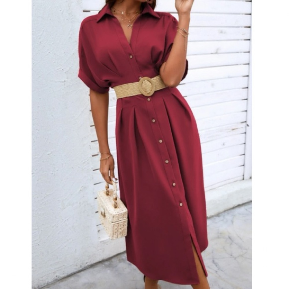 Boho button up batwing sleeve dress - Picture 3 of 14